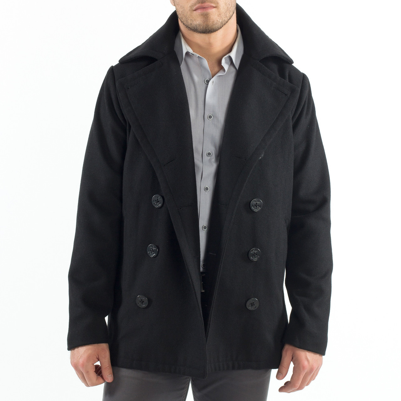 Alpine Swiss Mason Mens Wool Blend Classic Pea Coat Jacket - Alpine Swiss