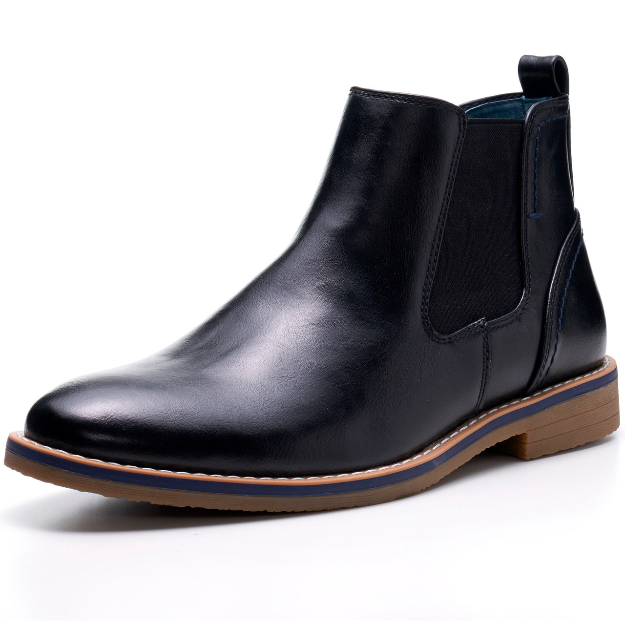 Men Black Zipper Ankle Genuine Leather Boots