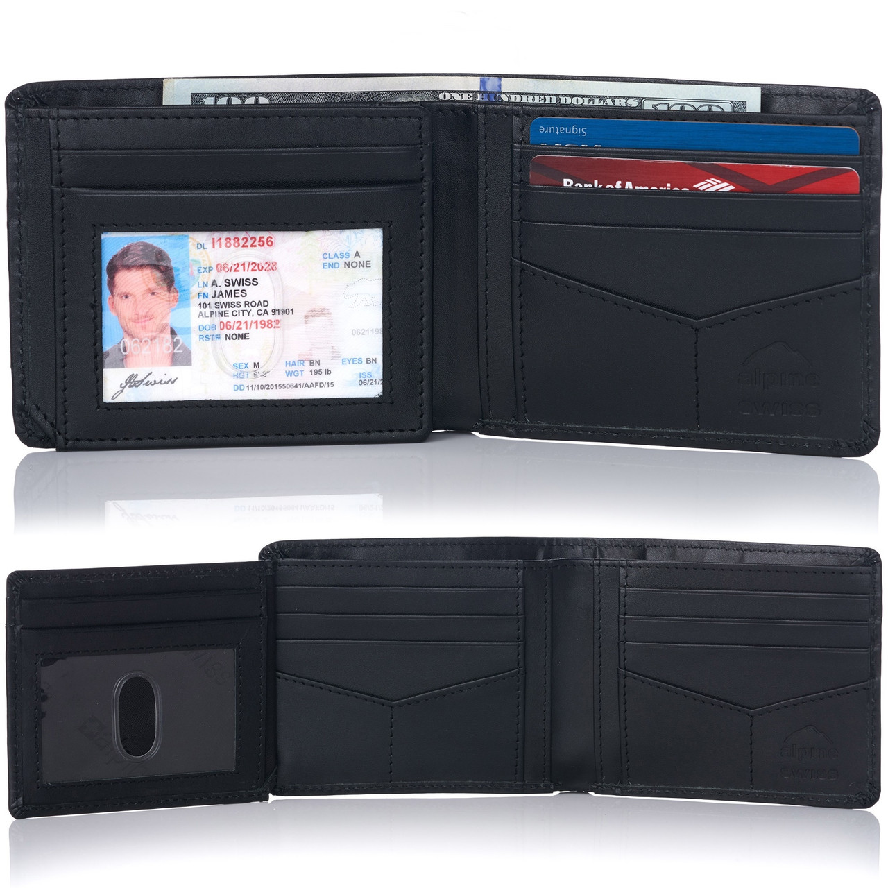 Leather Hybrid Wallet with Zipper Pocket