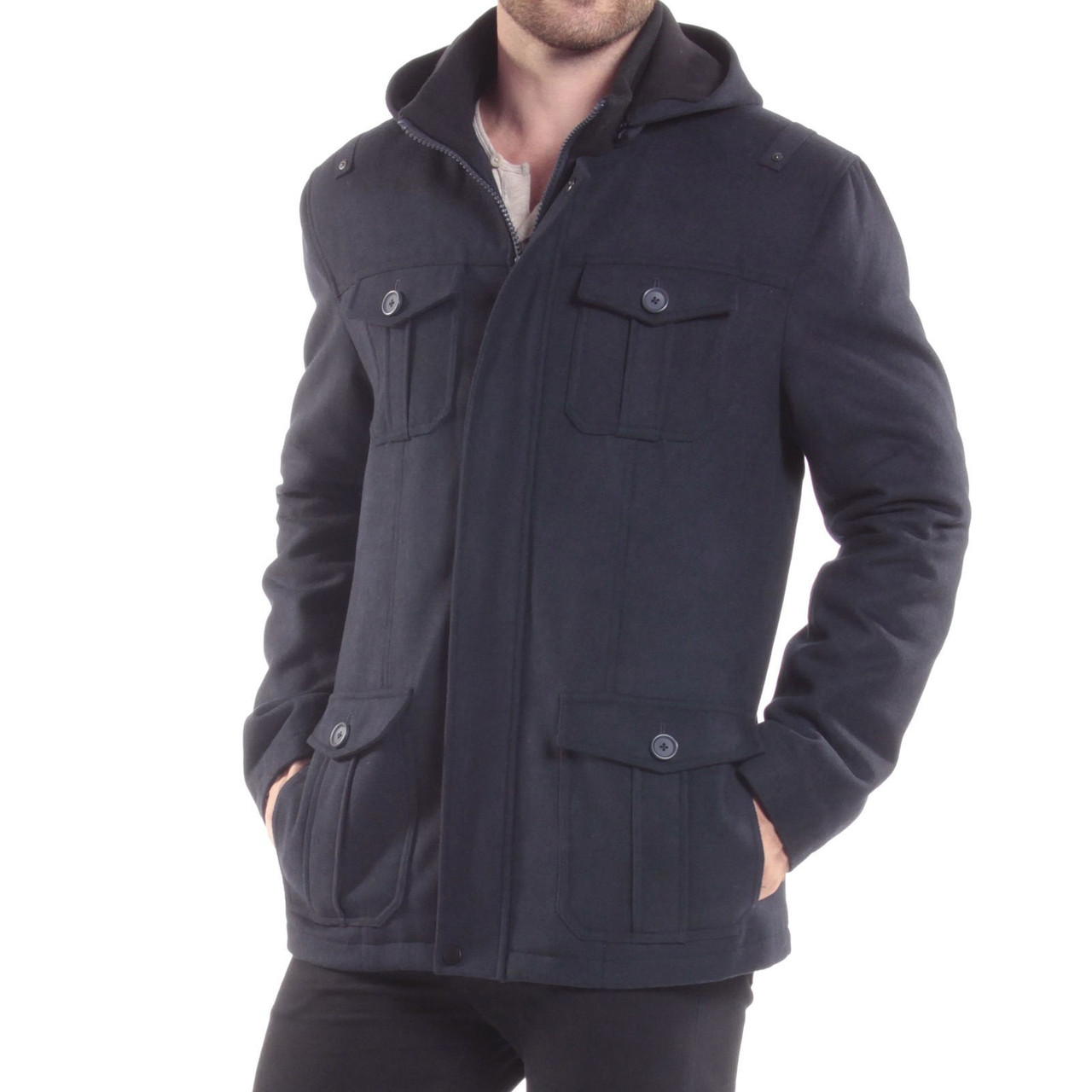 wool jacket with hood mens