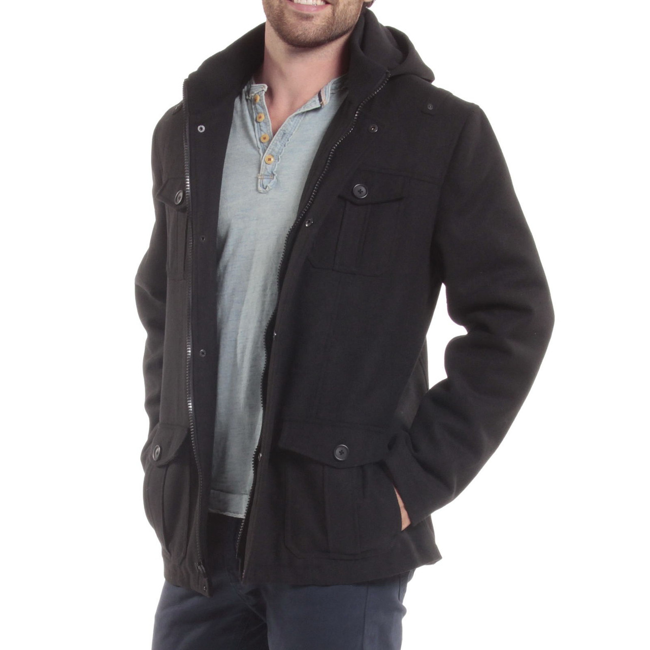 Alpine Swiss Noah Mens 8 Cargo Military Pocket Zip-Out Hood Coat ...