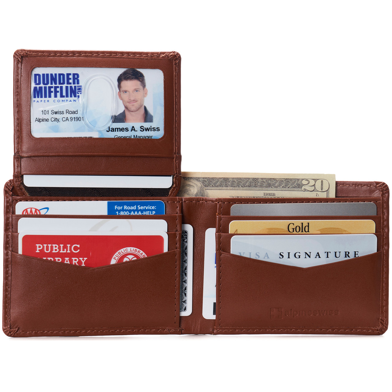 Alpine Swiss Mens Connor RFID Bifold Wallet Passcase Smooth Leather ...