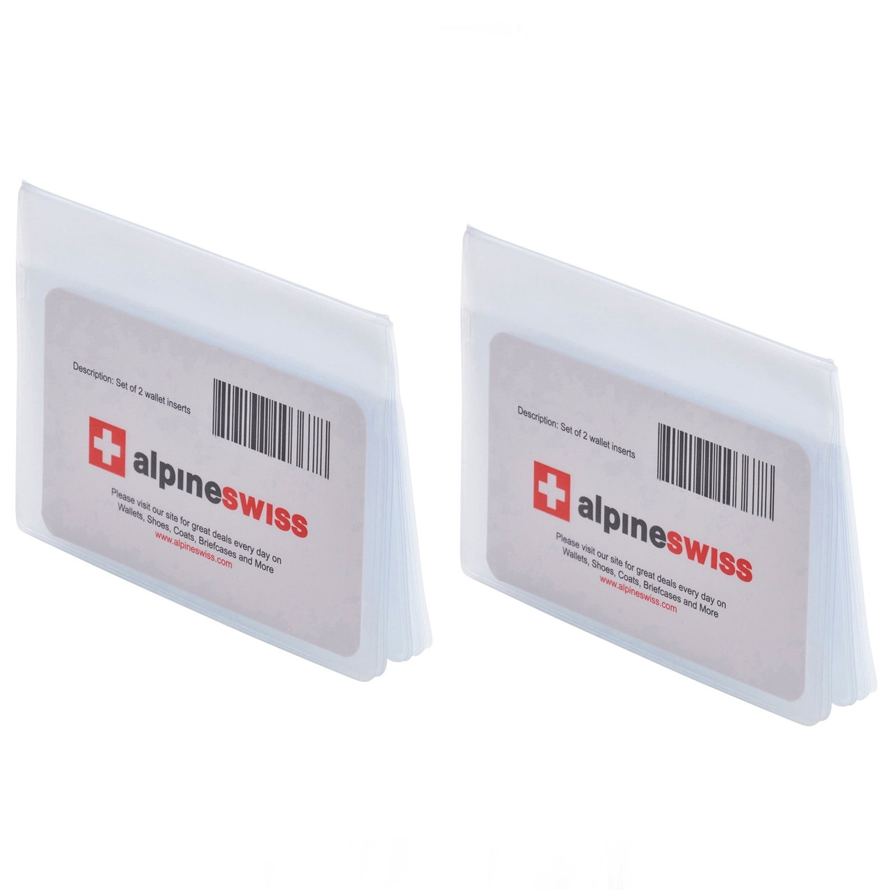 Alpine Swiss SET OF 2 Clear Plastic Wallet Inserts 12 Pages Picture Card  Holder - Alpine Swiss