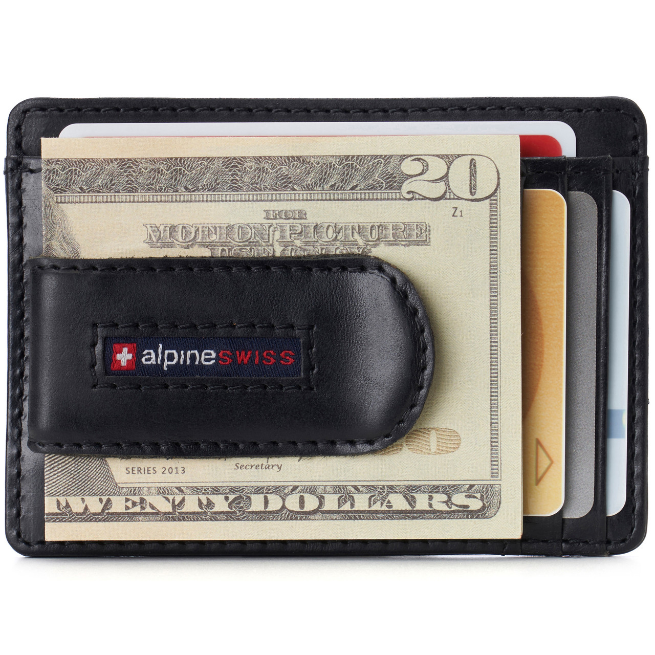 Alpine Swiss Men's Slim Leather Money Clip