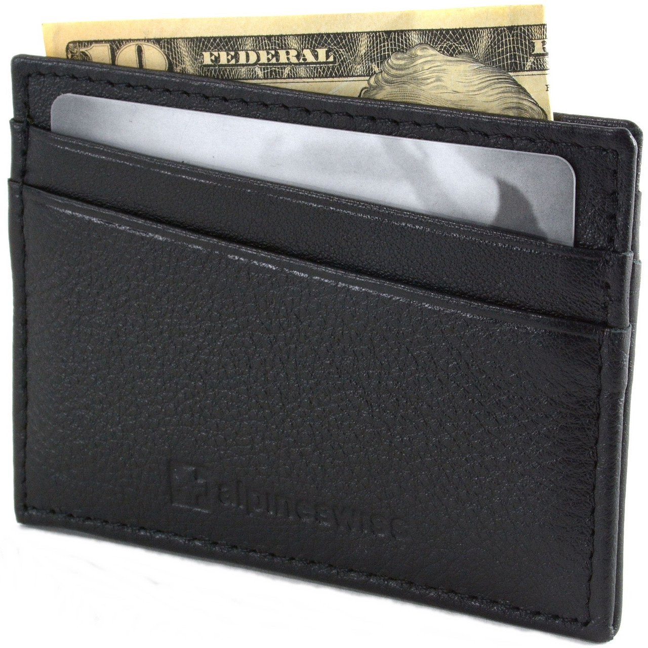 Leather Card Holder, Custom Initials Slim Card Wallet, RFID Blocking,  Minimalistic, Slimline Design 