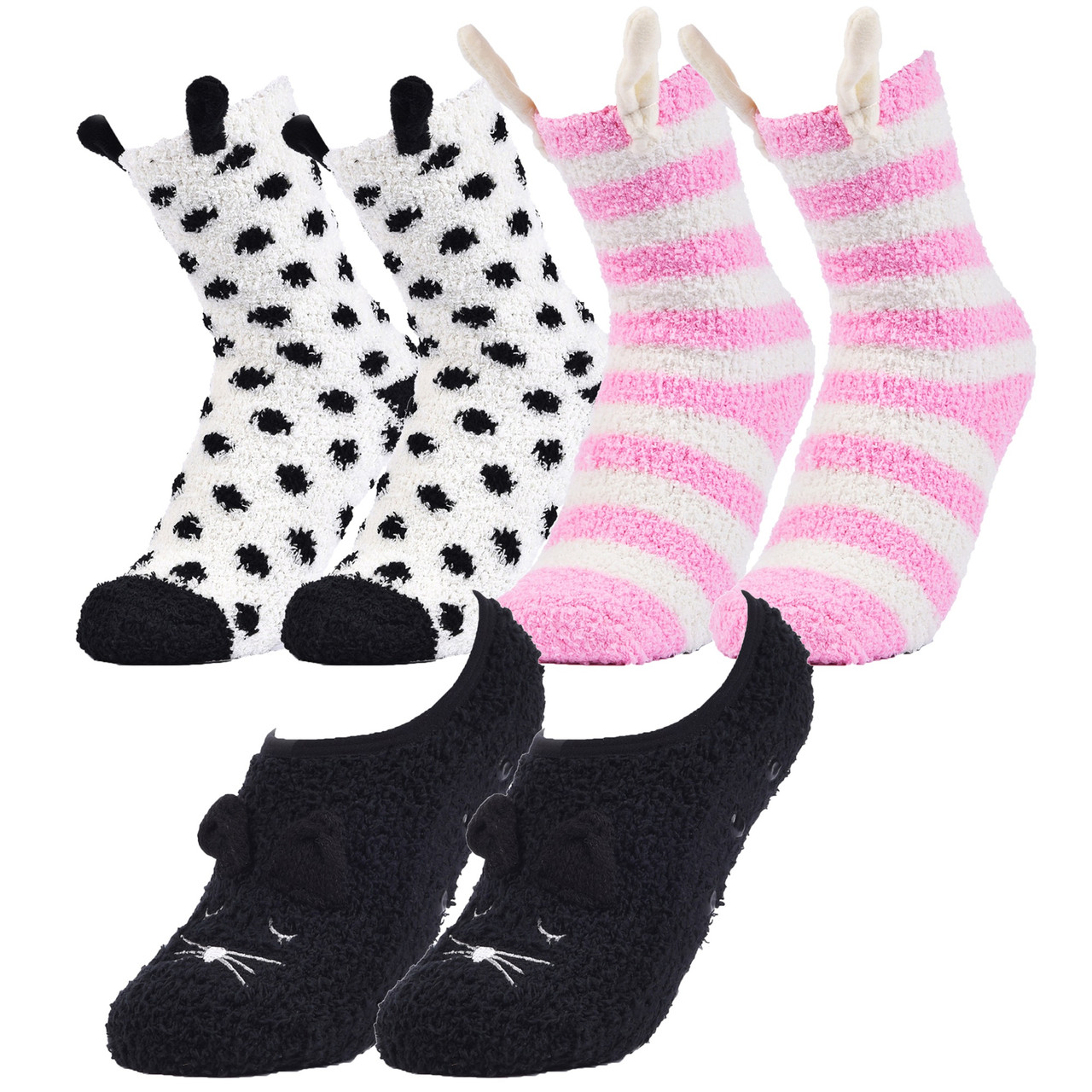 Anti-Slip Slipper Socks, 6 Pair, Gripper Bottom Indoor House Non