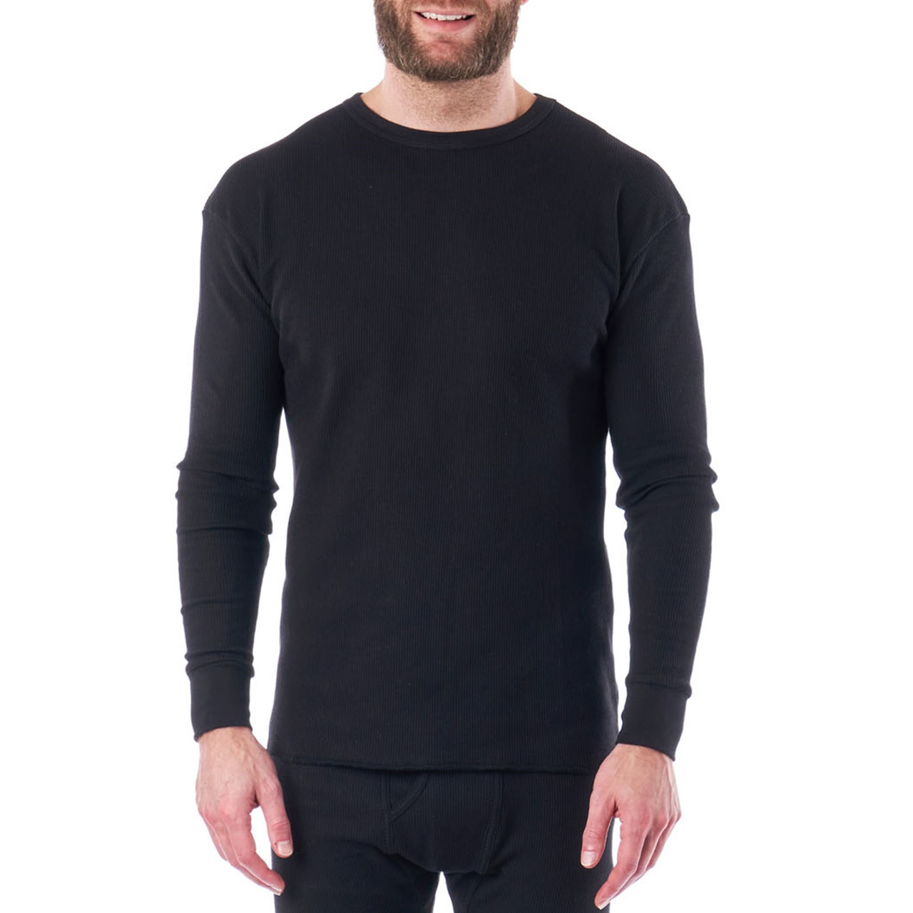 Mens Long Sleeve Waffle Thermal Shirt Tee Crew Neck Layering Color Size NEW  Top
