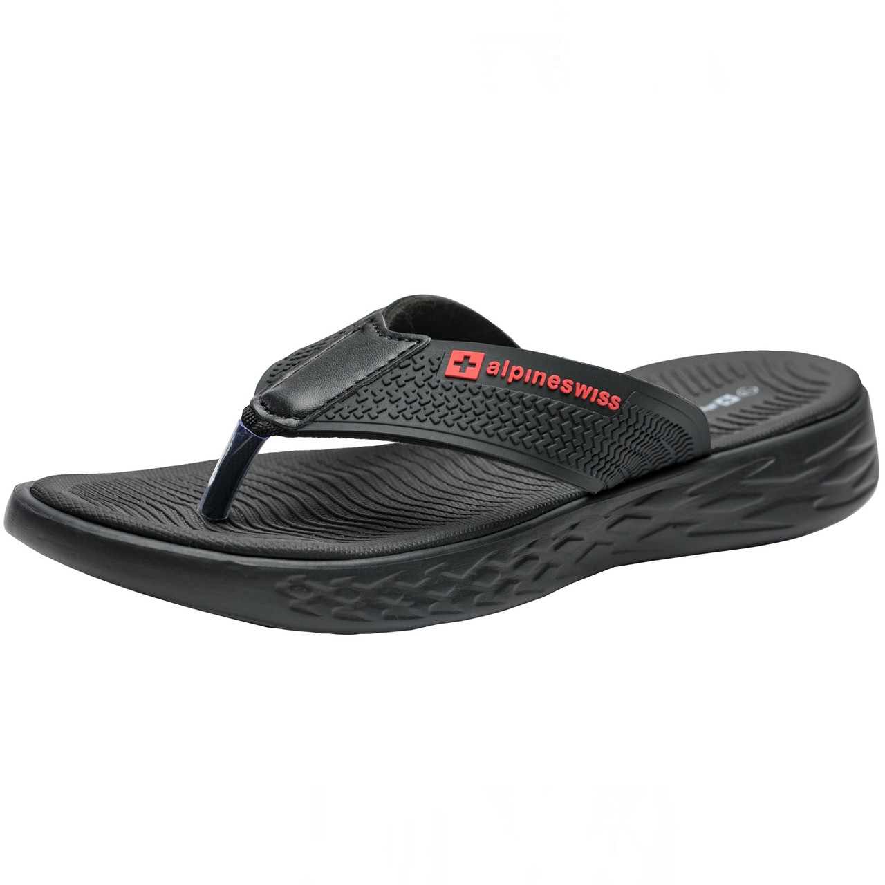 Alpine Swiss Katie Womens Flip Flops Comfortable Outdoor Walking Thong Sandals, Black