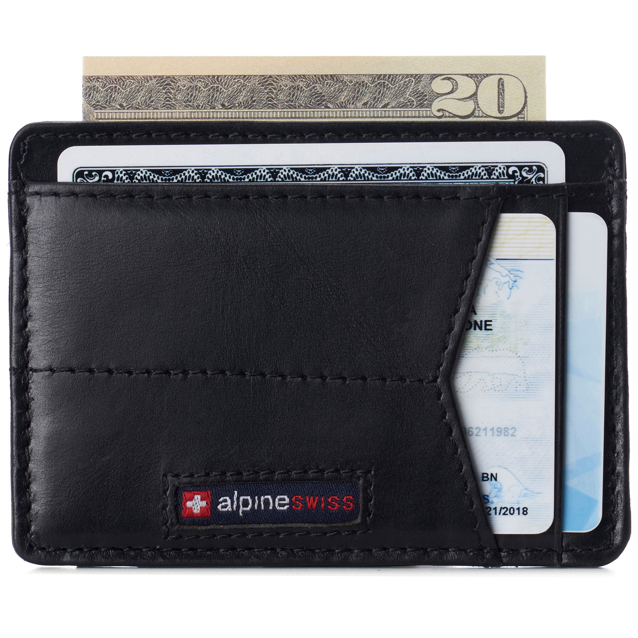 Alpine Swiss Mens RFID Safe Magnetic Money Clip Wallet Slim Front