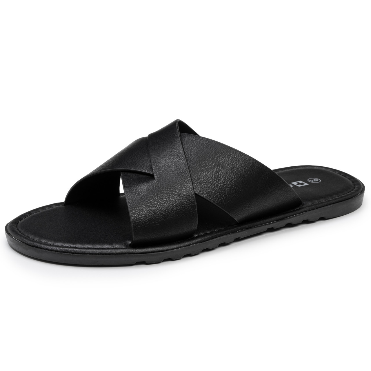 Alpine Swiss Hugo Men's Vegan Leather Slide Sandals Dressy