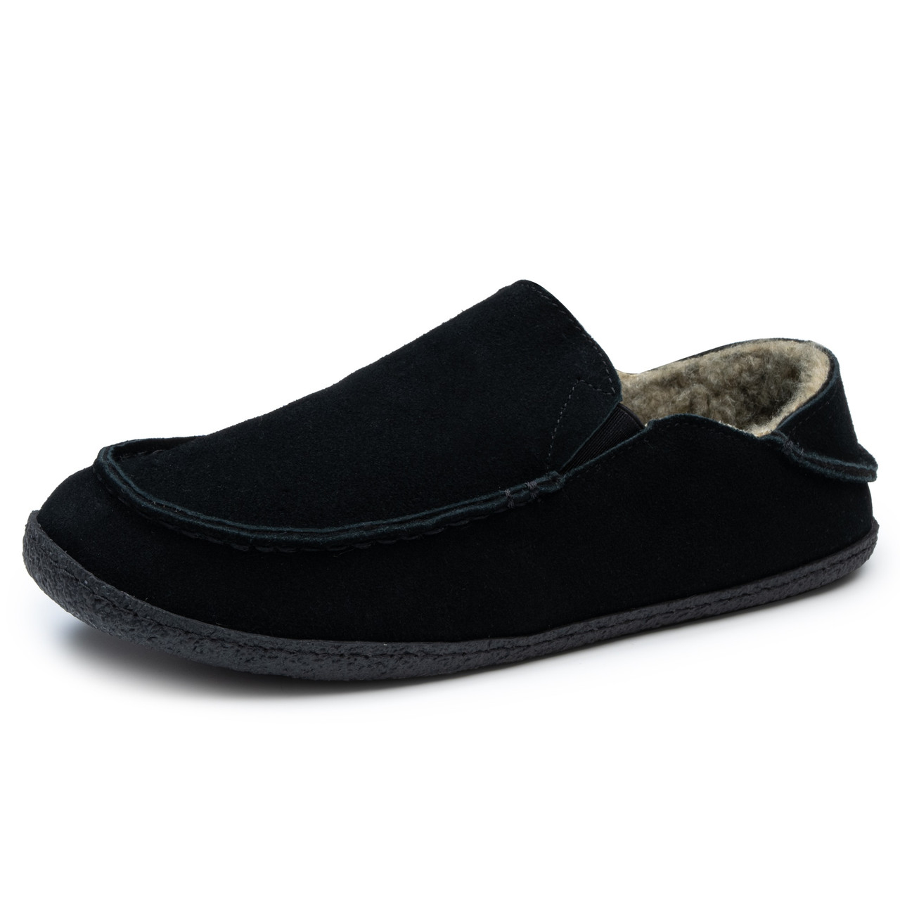 Alpine Swiss Gary Mens Genuine Suede Moccasin Slippers Sherpa Slip