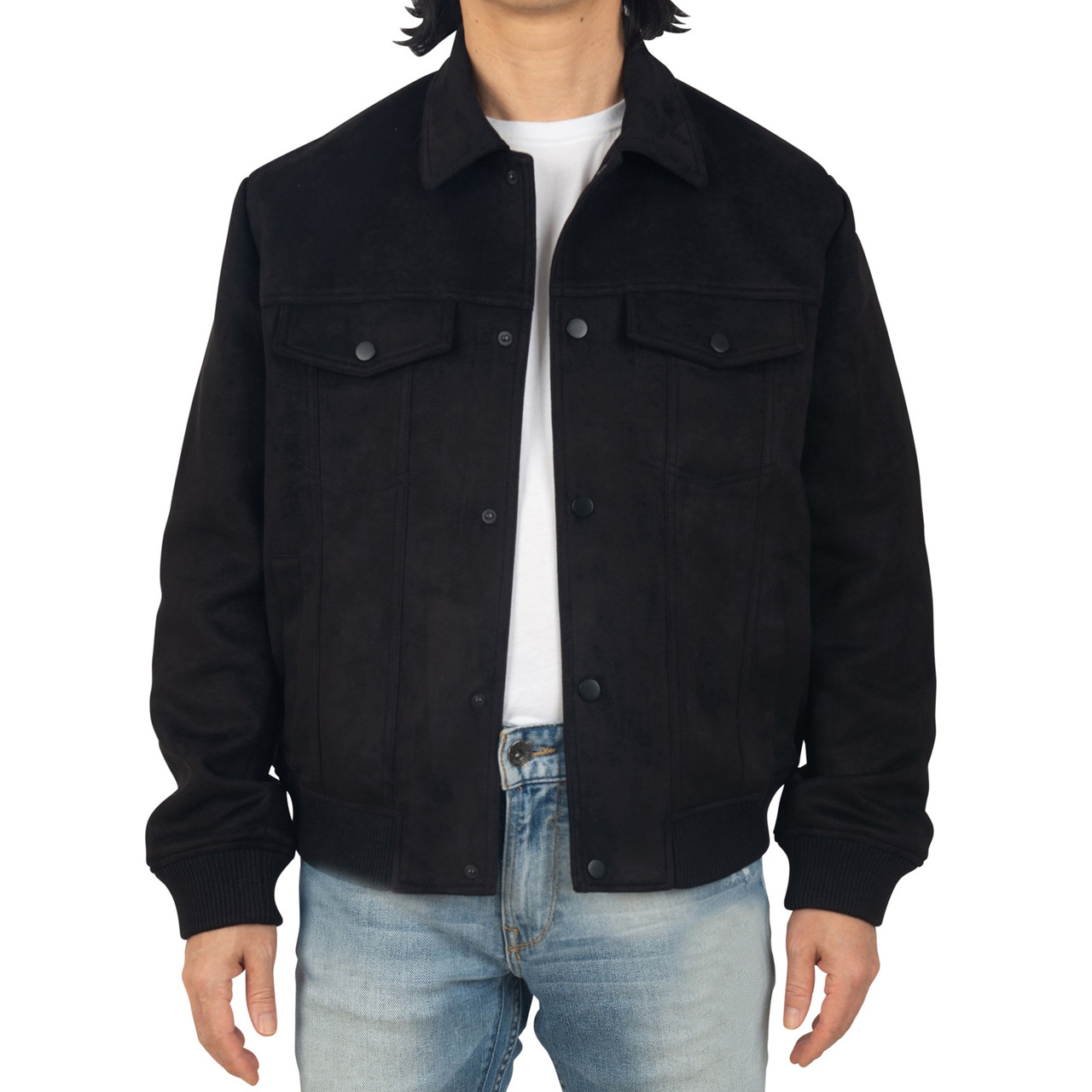 Alpine Swiss Men's Blake Vegan Suede Bomber Jacket – Lightweight