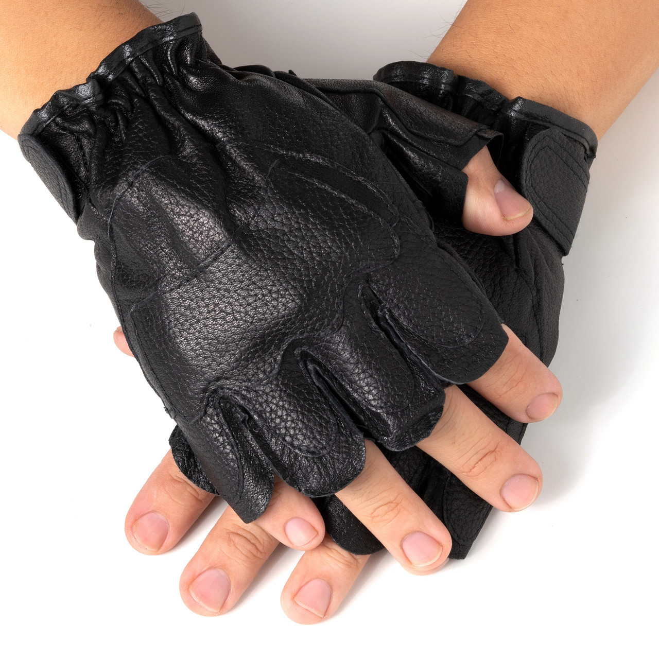 mens leather fingerless gloves