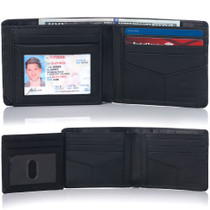 Alpine Swiss RFID Mens Wallet Deluxe Capacity Hybrid Bifold Flipout ID Window Size