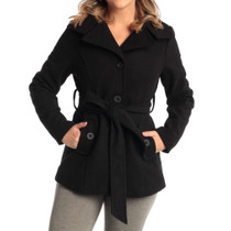 Alpine Swiss Bella Womens Belted Blazer Button Up Wool Coat Funnel Neck Jacket Size