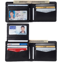Alpine Swiss Mens Genuine Leather Passcase Bifold Wallet RFID Safe 2 ID Windows Size