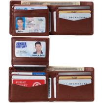 Alpine Swiss Mens Genuine Leather Passcase Bifold Wallet RFID Safe 2 ID Windows UPC
