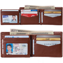 Alpine Swiss Mens Leather RFID Wallet 2 ID Windows Bifold Divided Bill Section UPC