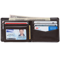 Alpine Swiss Mens RFID Protected Leather Wallet Center Flip Commuter Bifold 2 ID UPC