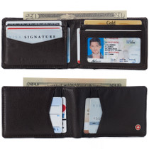 Alpine Swiss Mens Slimfold Wallet RFID Safe Bifold Genuine Leather ID Window UPC