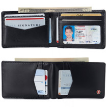 Alpine Swiss Mens RFID Protected Slimfold Wallet Slim Leather Bifold ID Window Size