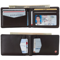 Alpine Swiss Delaney Slim Bifold Wallet | Front Pocket Wallet | 8 Card Slots ID Window | Outside Card Slot| RFID Protected Premium Leather | Gift Box UPC