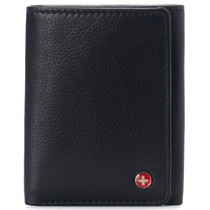 Alpine Swiss Mens Leon Trifold Wallet RFID Safe Bifold Genuine Leather ID Window Size