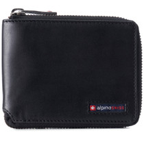 Alpine Swiss Unisex RFID Safe Zipper Wallet Genuine Leather Zip Around Bifold Size
