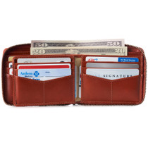 Alpine Swiss Unisex RFID Safe Zipper Wallet Genuine Leather Zip Around Bifold UPC