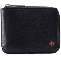 Alpine Swiss Zipper Bifold Wallet for Men Women RFID Protected Genuine Leather Size