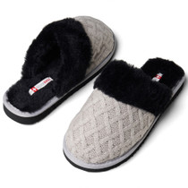 Alpine Swiss Womens Cable Knit Faux Fur Scuff Slippers Memory Foam House Shoes UPC