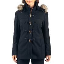 Alpine Swiss Duffy Womens Hooded Parka Fur Trim Wool Coat Toggle Button Jacket UPC
