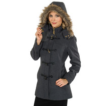 Alpine Swiss Duffy Womens Hooded Parka Fur Trim Wool Coat Toggle Button Jacket UPC