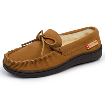 Alpine Swiss Sabine Womens Moccasin Slippers Genuine Suede House Shoe Memory Foam Insole Plush Faux Shearling Fur Indoor Outdoor Anti-Slip Rubber Sole Size