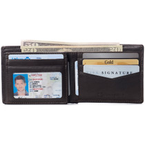 Alpine Swiss Mens Leather RFID Bifold Wallet 2 ID Windows Divided Bill Section UPC