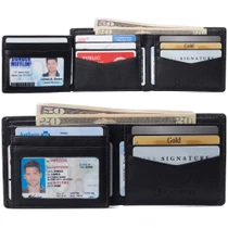 Alpine Swiss Mens Wallet RFID Protected Leather Mens Wallet Spencer Bifold with Divided Bill Section Gift Box 2 ID Windows 14 Card & Storage Pockets for Organization