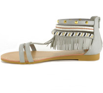 Alpine Swiss Womens Fringe Sandals Beaded & Studded Strappy Gladiator Ankle Flat UPC