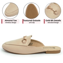 Alpine Swiss Erin Womens Flat Mules Loafers Round Toe Blackless Slide on Shoes