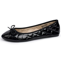 Alpine Swiss Women’s Aster Ballet Flats Patent Leather Slip-On Shoes Quilted Pillow Stitch Rounded Toe Everyday Comfortable Fashion Footwear Size