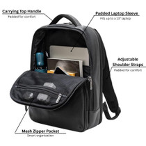 Alpine Swiss 13” Laptop Travel Backpack Genuine Leather Slim Carry On Daypack UPC