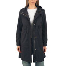 Alpine Swiss Tanya Womens Hooded Rain Jacket Long Raincoat Trench Coat Windbreaker