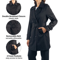 Alpine Swiss Siena Women Rain Jacket Waterproof Trench Coat Lightweight Raincoat UPC