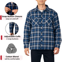 Alpine Swiss Mens Josh Fleece-Lined Flannel Jacket Heavyweight Snap-Front Plaid Shirt Shacket  Warm Soft Winter Outerwear