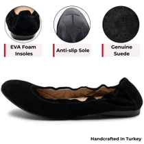 Alpine Swiss Sarah Womens Leather Ballet Flats Round Toe Slip On Cushioned Comfortable Flats Dressy Professional Work Shoes