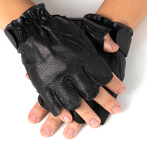 Alpine Swiss Mens Fingerless Gloves Genuine Leather for Workout Training Riding Size