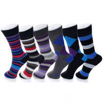 Alpine Swiss Mens Dress Socks 6 Pair Crew Sock Cotton Dress Socks for Men Solid Ribbed Argyle Pattern Multicolor Fun Designs UPC