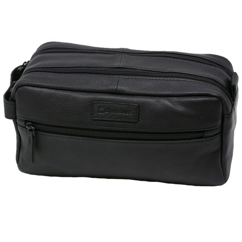 Black Leather Shaving Bag Mens Toiletry Bag Black Dopp Kit 