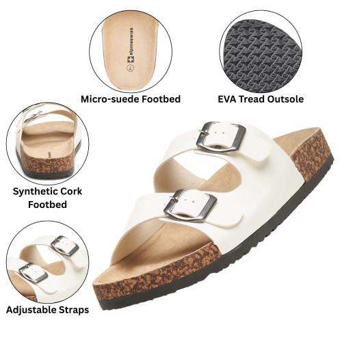 Alpine Swiss Womens Double Strap Contour Sandals | Adjustable
