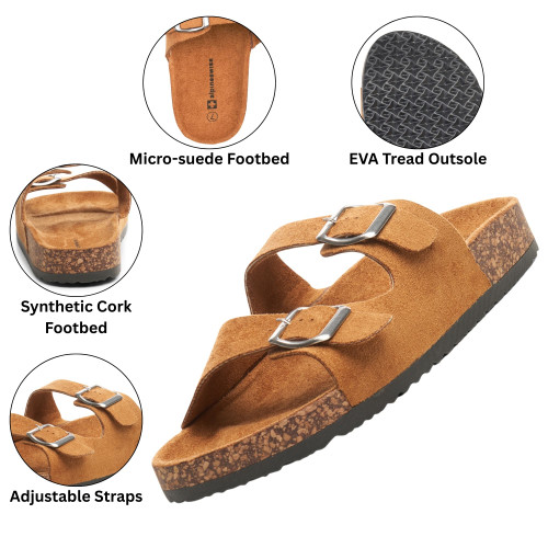 Alpine Swiss Womens Double Strap Contour Sandals | Adjustable