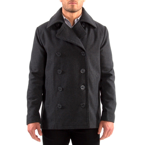 mens grey wool pea coat